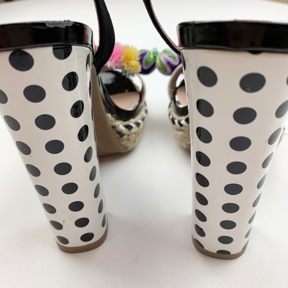 Betsey Johnson polka dot tassel pom pom heel - Picture 7 of 8